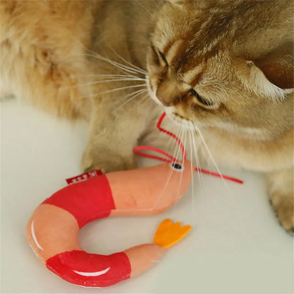 Interactive Plush Cat Chew Kicker Toys with Catnip - Simulation Shrimp Design for Indoor Cats and Kittens