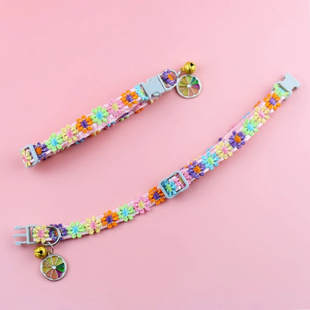 Adjustable Colorful Pet Collar with Bell and Cartoon Footprint Design for Dogs and Kittens