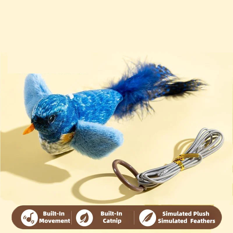 Interactive Plush Cat Toy with Realistic Bird Sounds and Catnip for Indoor Cats and Kittens