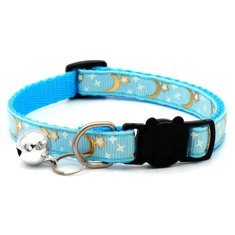 Adjustable Colorful Pet Collar with Bell and Cartoon Footprint Design for Dogs and Kittens