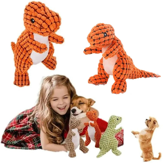 Durable Plush Dinosaur Dog Chew Toys for Small, Medium, and Large Dogs