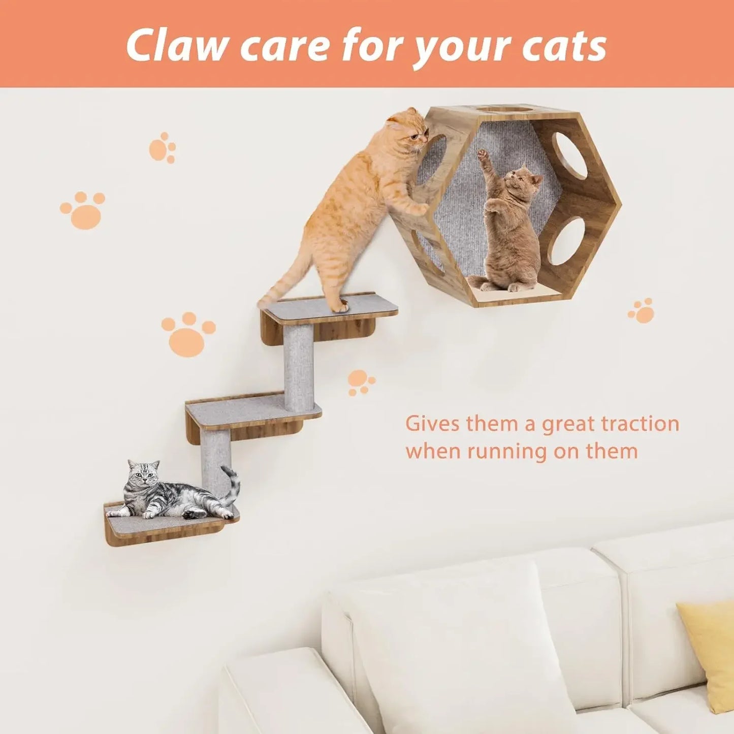 Self-Adhesive Trimmable Cat Scratching Mat for Furniture Protection