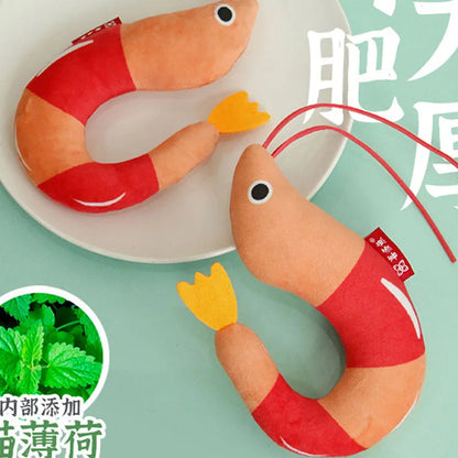 Interactive Plush Cat Chew Kicker Toys with Catnip - Simulation Shrimp Design for Indoor Cats and Kittens
