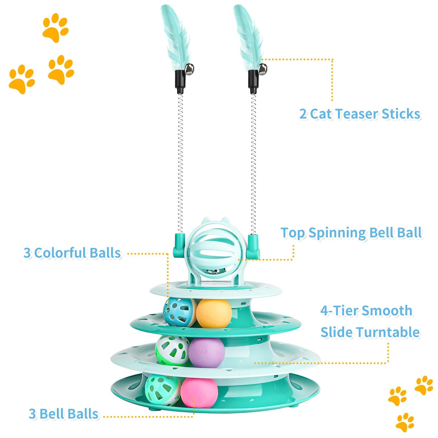 Indoor Cat Interactive Puzzle Toy with Ball Turntable and Sound Features