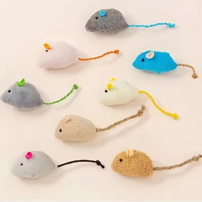 Interactive Plush Rat and Cat Toys Set (3/7 Pieces) - Durable Linen for Safe Indoor Play