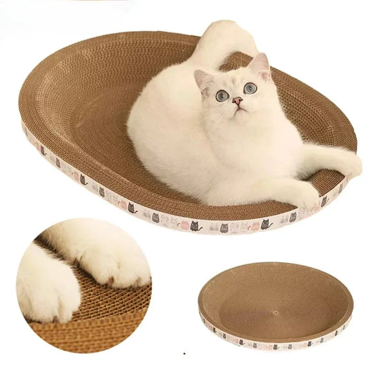 Corrugated Cat Scratching Post with Catnip - Durable and Scratch-Resistant Cat Bed Scratcher and Sofa Protector for Feline Furniture
