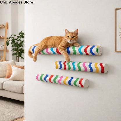 Wall-Mounted Self-Adhesive Cat Scratching Post - Durable Space-Saving Cylinder Design for Pet Furniture and Toys