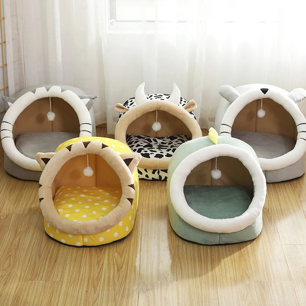 Luxury Cozy Cat Bed for Pets - Soft Washable Lounger and Tent for Kittens and Small Dogs