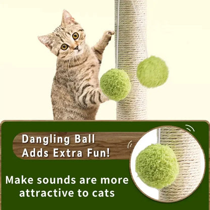 Indoor Cat Scratching Post with Sisal Rope and Leaf Design for Kittens and Cats
