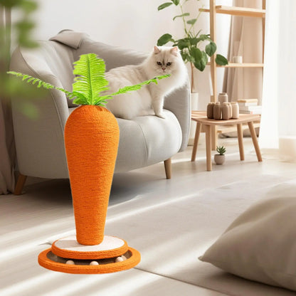 Carrot-Shaped Cat Scratch Post - Freestanding Interactive Scratcher Board for Indoor Cats