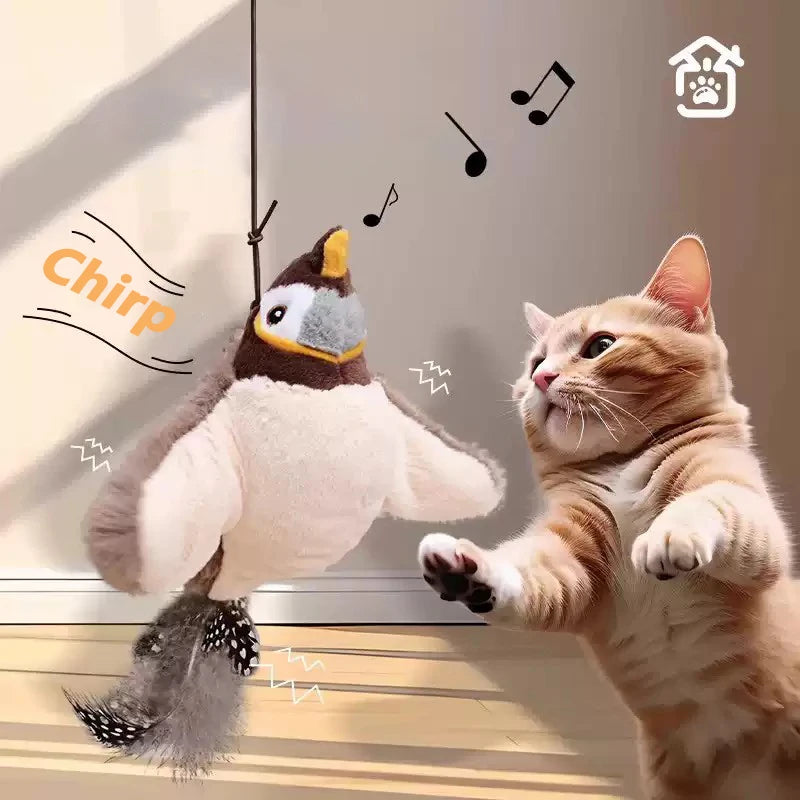 Interactive Indoor Cat Toy with Sounding Catnip Birds - Wall Hanging Teaser for Engaging Play