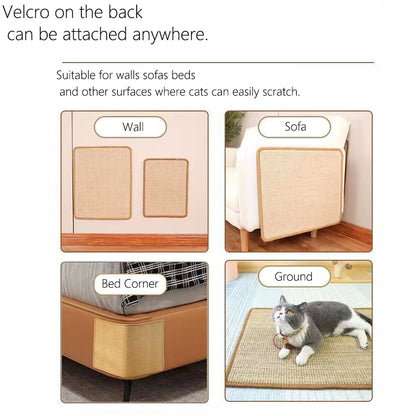 Sisal Cat Scratching Mat and Board - Non-Shedding Wall Sticker, Cat Toy, and Sofa Protector
