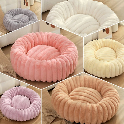 Large Round Pet Bed for Dogs and Cats, All-Season Washable Sofa Bed with Winter Warmth