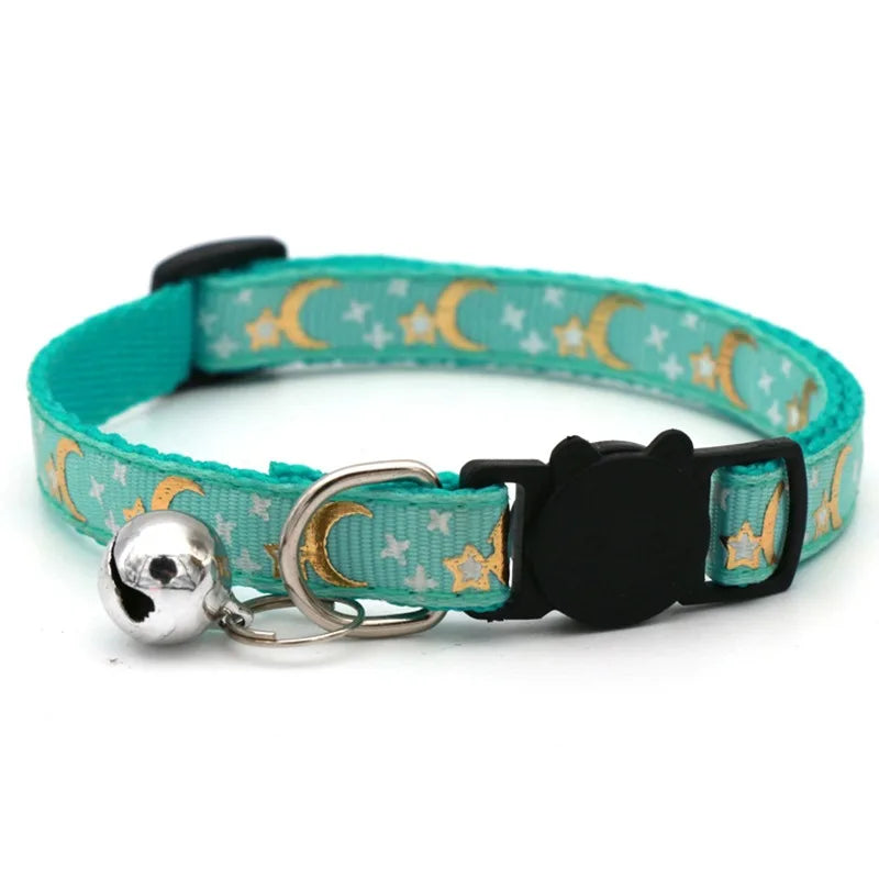 Adjustable Colorful Pet Collar with Bell and Cartoon Footprint Design for Dogs and Kittens