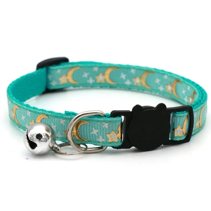 Adjustable Colorful Pet Collar with Bell and Cartoon Footprint Design for Dogs and Kittens