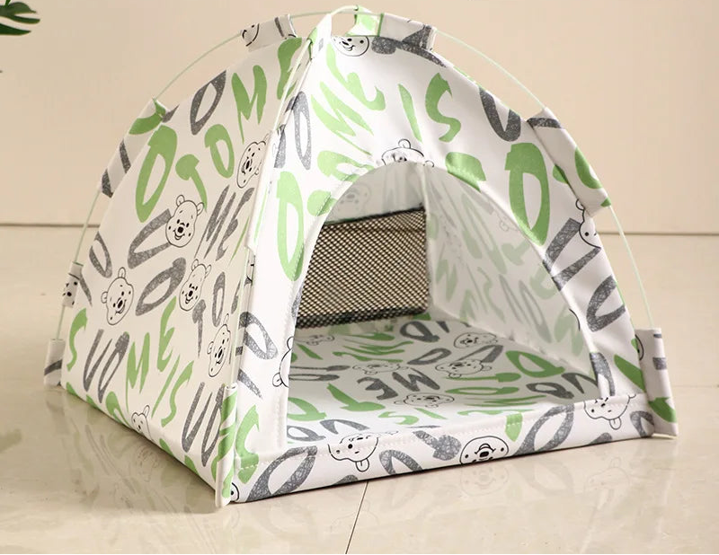 Removable Canvas Pet Tent Bed - Semi-Enclosed Cat House and Dog Cave for Stylish Room Decor