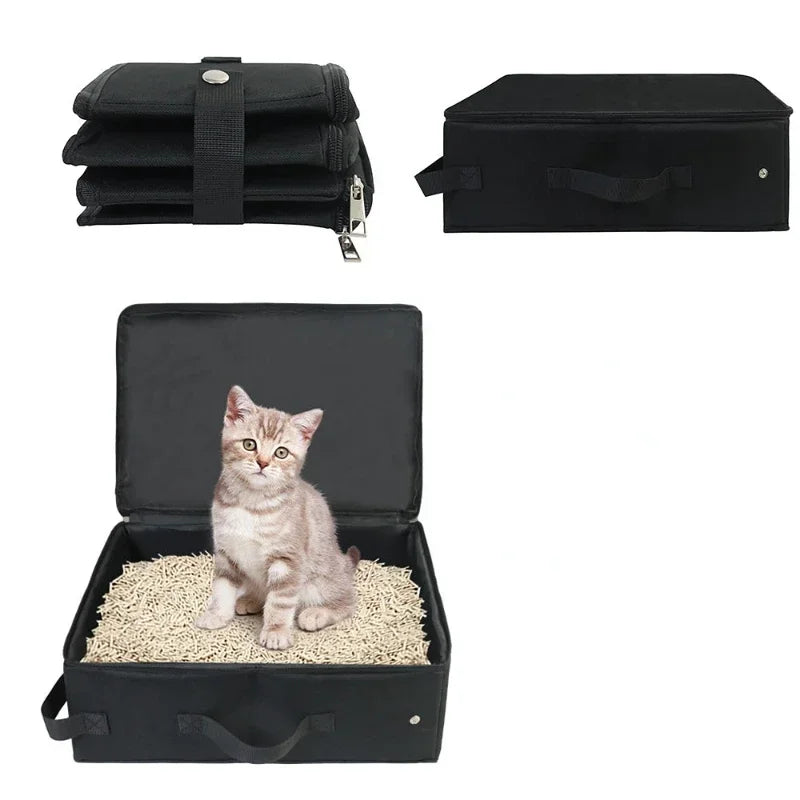 Portable Outdoor Foldable Cat Litter Box - Waterproof Travel Pet Toilet Tray for Cats and Dogs