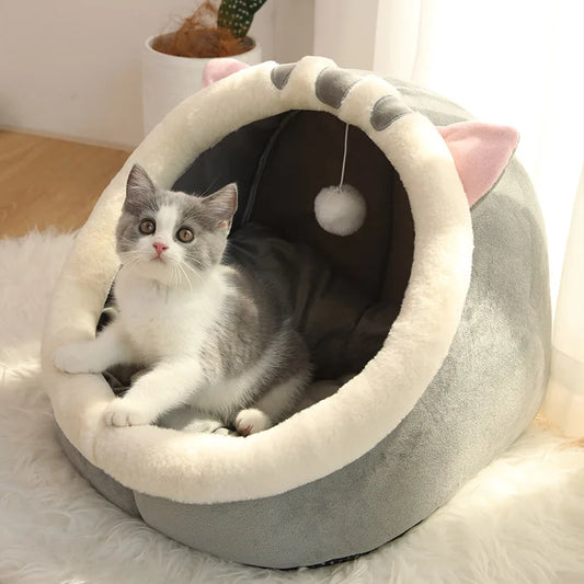 Premium Foldable and Washable Deep Sleep Pet Bed for Cats and Small Dogs - Cartoon Design with Removable Cover