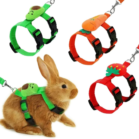 Adjustable Rabbit and Small Animal Harness and Leash Set for Outdoor Walking