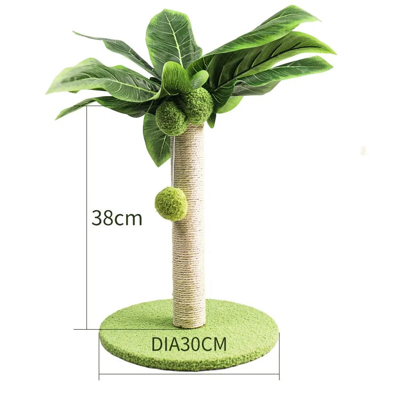 Indoor Cat Scratching Post with Sisal Rope and Leaf Design for Kittens and Cats