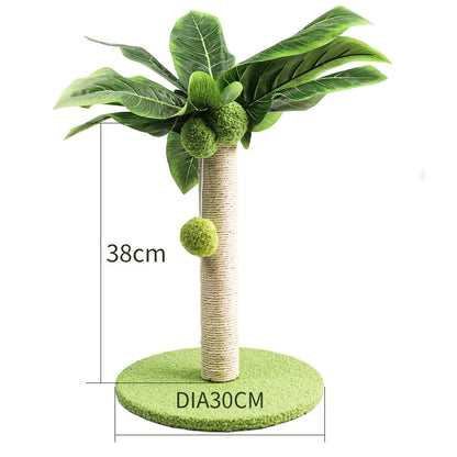 Indoor Cat Scratching Post with Sisal Rope and Leaf Design for Kittens and Cats