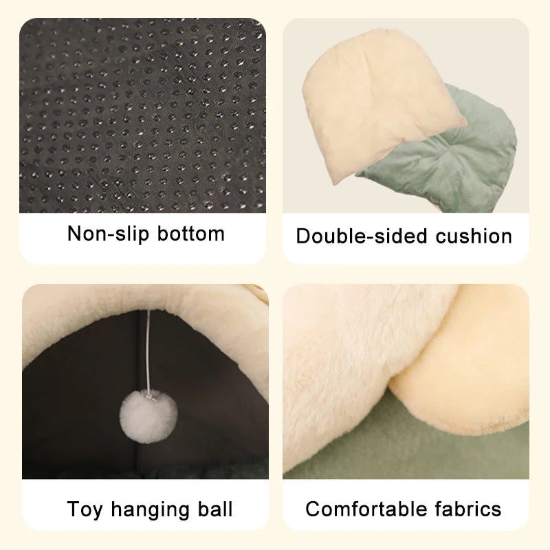 Premium Foldable and Washable Deep Sleep Pet Bed for Cats and Small Dogs - Cartoon Design with Removable Cover