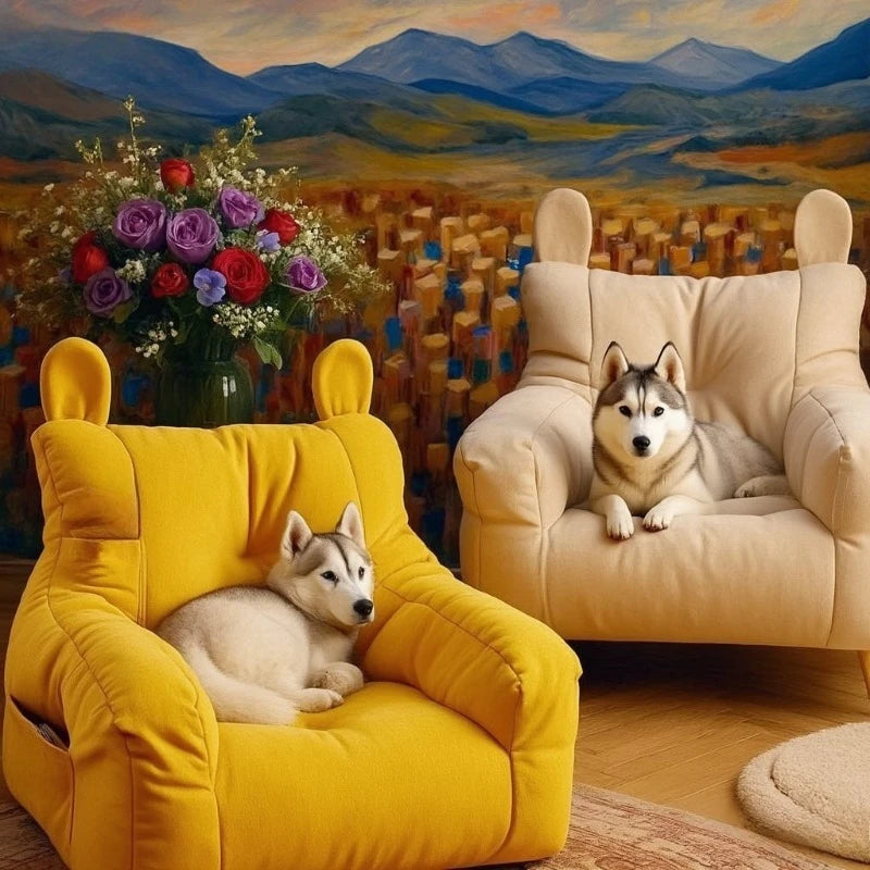 Cat Sofa Bed with Cartoon Design, Removable and Washable Pet Bed for Indoor Use, Supports Up to 2.72kg, Comfortable Pet Furniture Gift