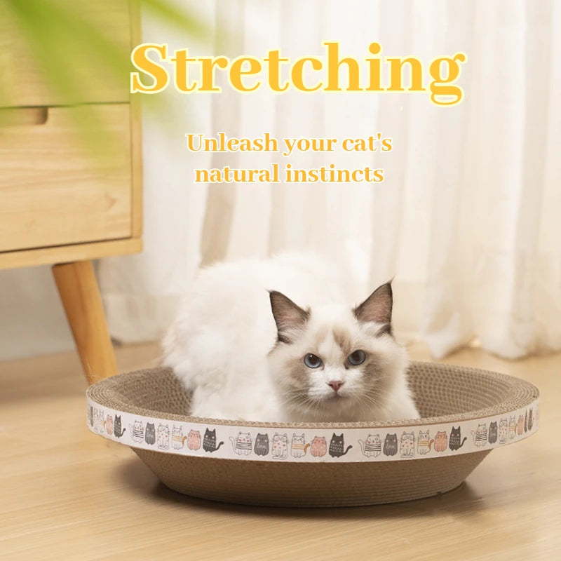Corrugated Cat Scratching Post with Catnip - Durable and Scratch-Resistant Cat Bed Scratcher and Sofa Protector for Feline Furniture