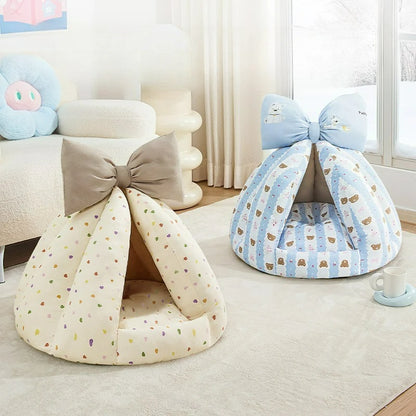 All-Season Enclosed Cat Bed - Soft and Comfortable Nest for Cats and Small Dogs