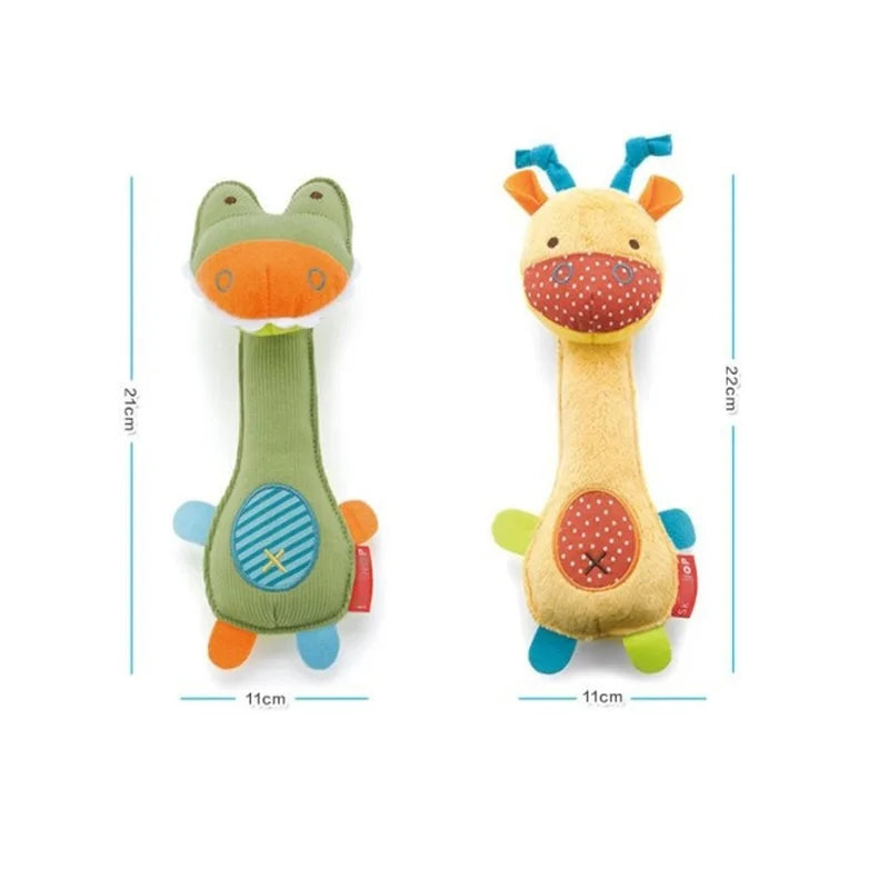 Premium Plush Squeaky Dog Toys for Small Pets - Cartoon Dinosaur, Deer, and Monkey Designs