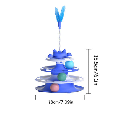 Interactive Cat Toys for Self-Entertainment: Turntable, Teaser Wand, and Balls - Engaging Solutions for Kittens and Adult Cats