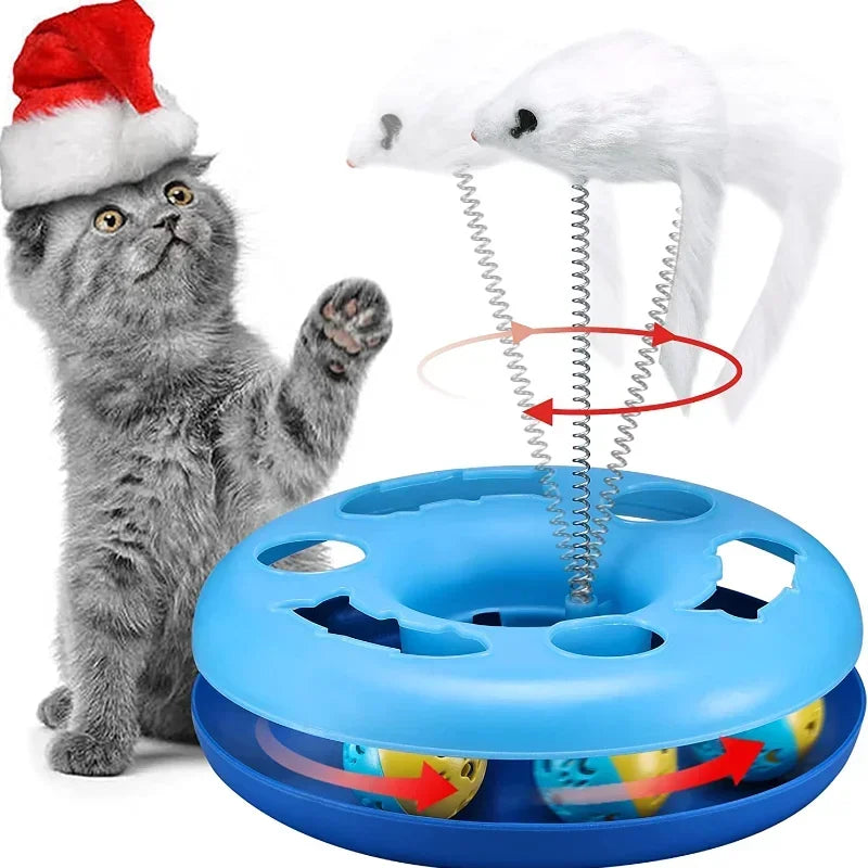 Interactive Cat Toy Roller Tracks with Catnip-Infused Spring Balls and Teaser Mouse - Ideal for Indoor Kittens