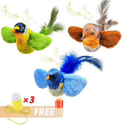 Interactive Indoor Cat Toy with Sounding Catnip Birds - Wall Hanging Teaser for Engaging Play