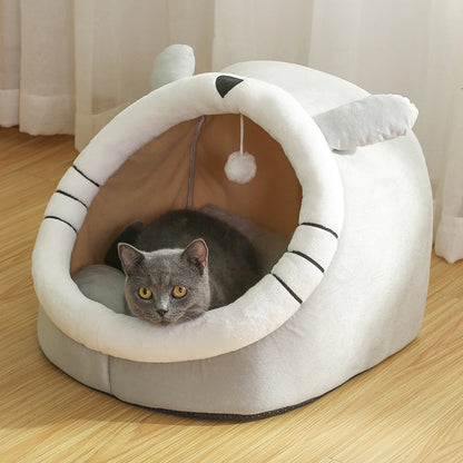 Luxury Cozy Cat Bed for Pets - Soft Washable Lounger and Tent for Kittens and Small Dogs