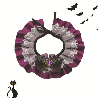 Adjustable Lace Necklace for Cats and Dogs - Creative Halloween Pet Collar and Scarf Accessory