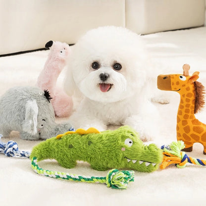 Interactive Plush Squeaky Dog Toys - Durable Tug of War and Bite-Resistant Outdoor Playthings for Pets