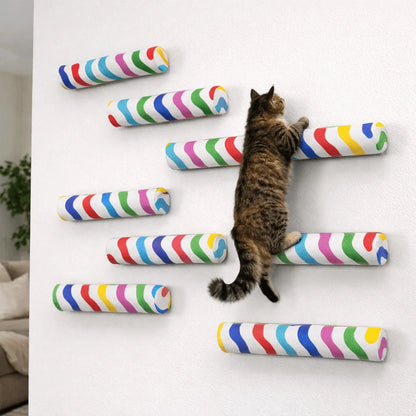 Wall-Mounted Self-Adhesive Cat Scratching Post - Durable Space-Saving Cylinder Design for Pet Furniture and Toys