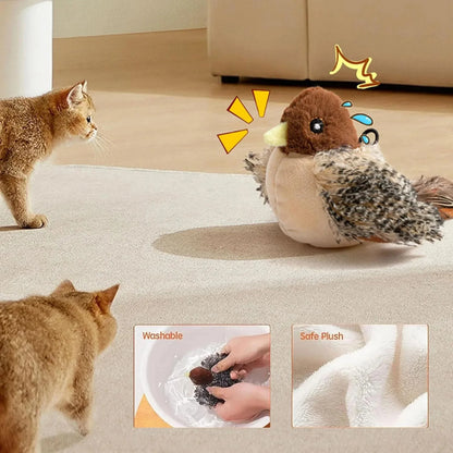 Interactive Flapping Wings Sparrow Cat Toy with Vivid Chirping Simulation