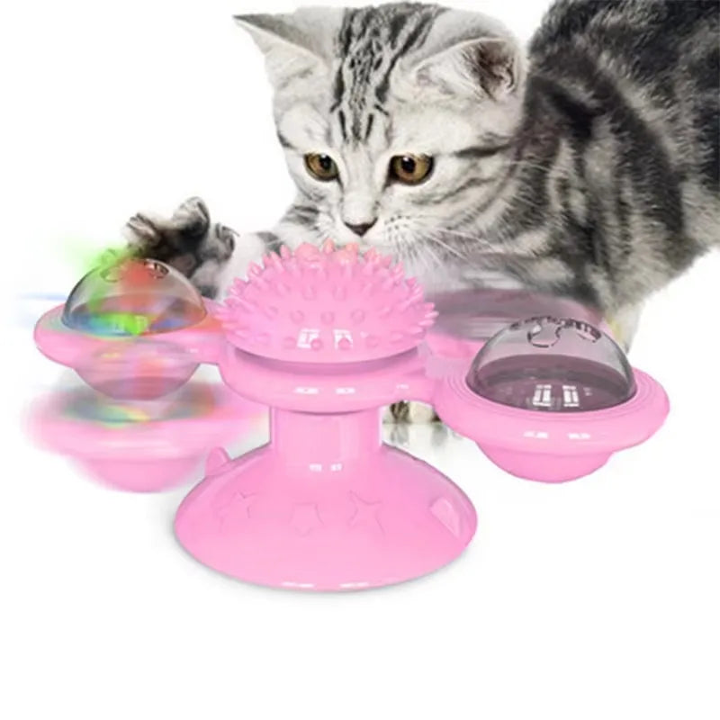 Interactive Windmill Cat Toy - Engaging Puzzle Game with Whirligig Turntable for Kittens and Dental Care Pet Supplies