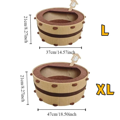 Semi-Enclosed Barrel-Shaped Cat House - Comfortable and Durable Cat Bed Cave for All Seasons