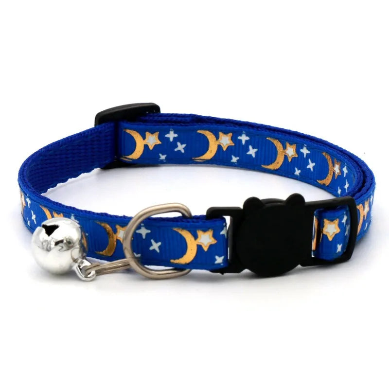 Adjustable Colorful Pet Collar with Bell and Cartoon Footprint Design for Dogs and Kittens