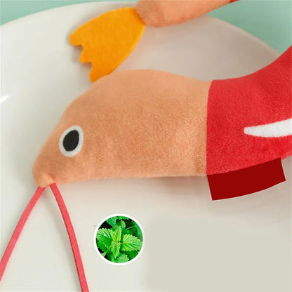 Interactive Plush Cat Chew Kicker Toys with Catnip - Simulation Shrimp Design for Indoor Cats and Kittens