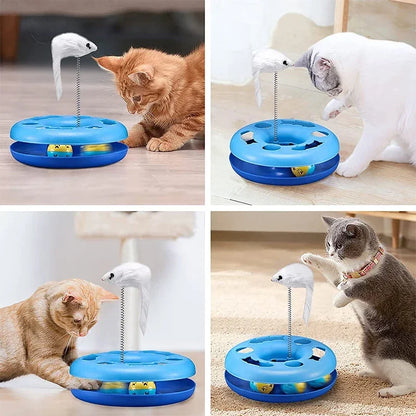 Interactive Cat Toy Roller Tracks with Catnip-Infused Spring Balls and Teaser Mouse - Ideal for Indoor Kittens