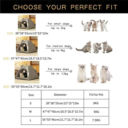 Removable Canvas Pet Tent Bed - Semi-Enclosed Cat House and Dog Cave for Stylish Room Decor