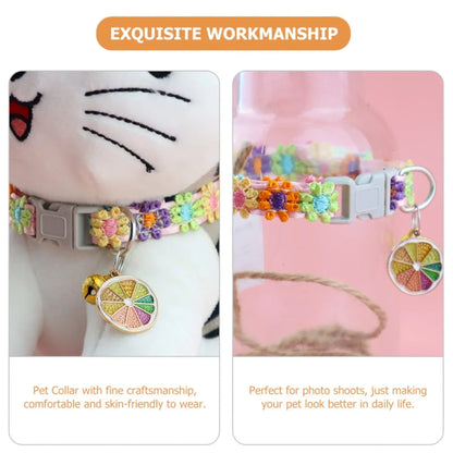 Adjustable Colorful Pet Collar with Bell and Cartoon Footprint Design for Dogs and Kittens