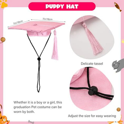 Pet Graduation Costume Set with Adjustable Hat and Tassel for Cats and Dogs