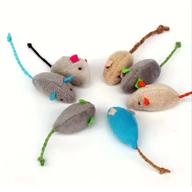 Interactive Plush Rat and Cat Toys Set (3/7 Pieces) - Durable Linen for Safe Indoor Play