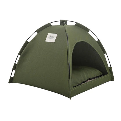 Removable Canvas Pet Tent Bed - Semi-Enclosed Cat House and Dog Cave for Stylish Room Decor