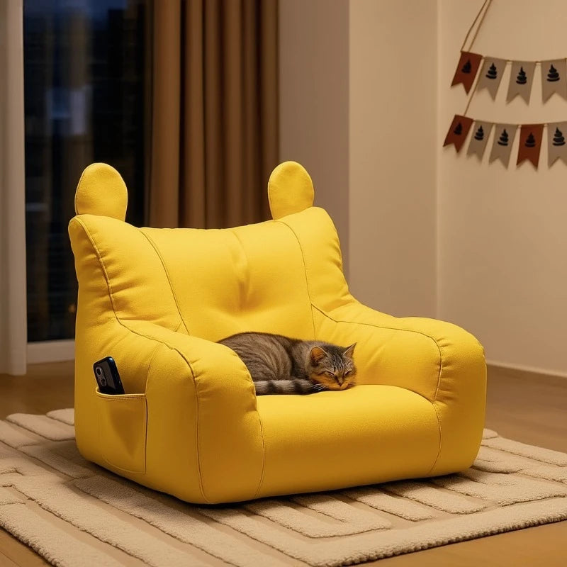 Cat Sofa Bed with Cartoon Design, Removable and Washable Pet Bed for Indoor Use, Supports Up to 2.72kg, Comfortable Pet Furniture Gift