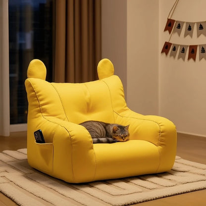 Cat Sofa Bed with Cartoon Design, Removable and Washable Pet Bed for Indoor Use, Supports Up to 2.72kg, Comfortable Pet Furniture Gift